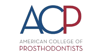 Logo of the American College of Prosthodontists (ACP) emphasizing Dr. Ashtewi's professional affiliation and commitment to advanced prosthodontic care.